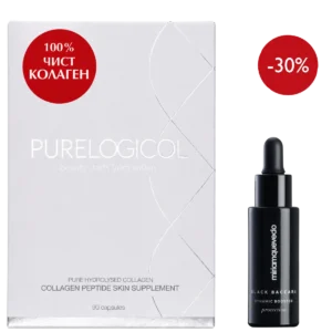 Комплект PURELOGICOL колаген 90 капсули и Miriam Quevedo Black Baccara Dynamic Protection Booster 30 мл